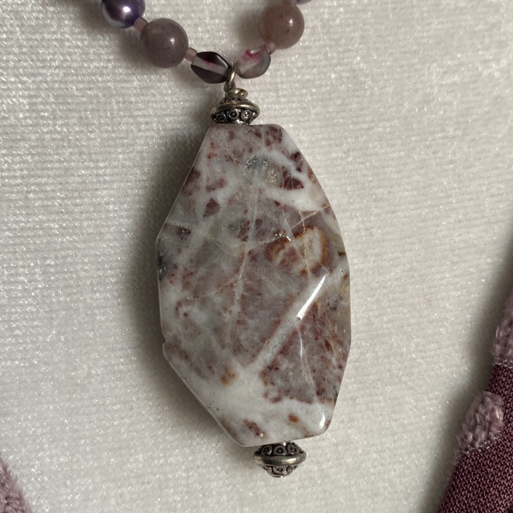 Handcrafted Multi-Gemstone Pearl Agate Quartz Sil… - image 2